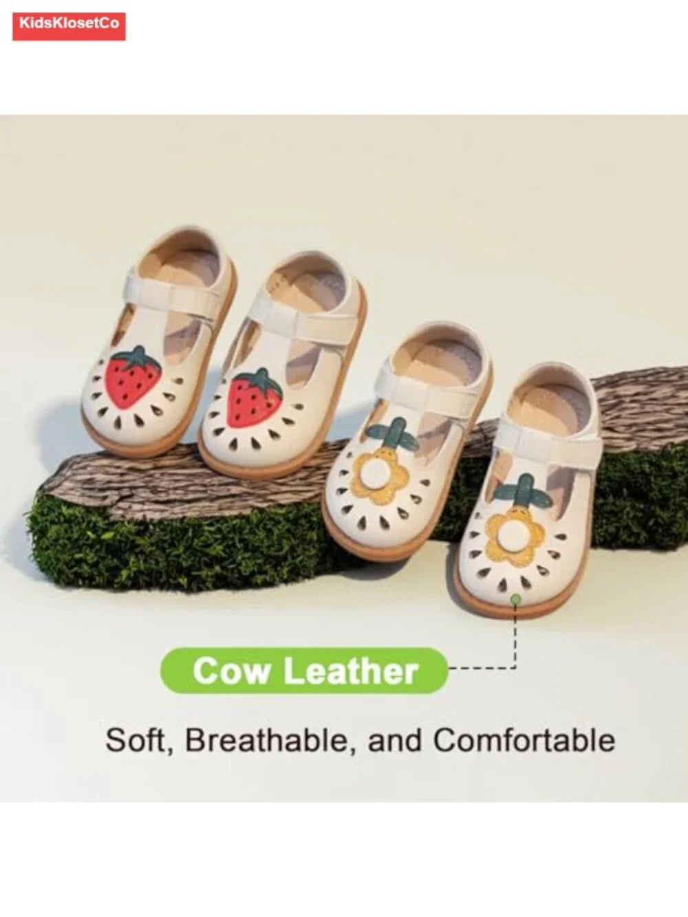 Toddler Girl Mary Jane Dress Shoes Leather Flats Non-Slip Adjustable Strap